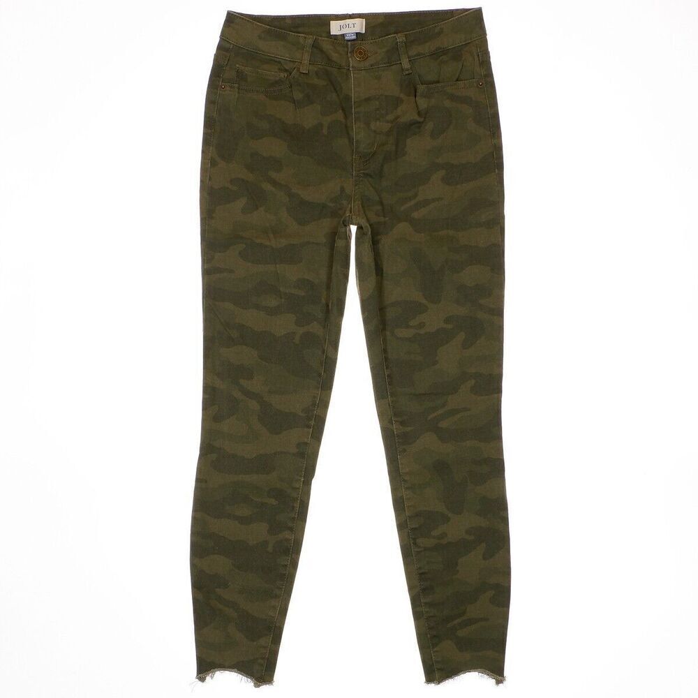 Jolt Pants Juniors Size 5/27 Green Camouflage Skinny Ankle Measures 27 x 25